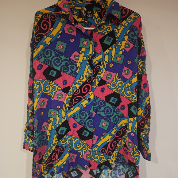 Colorful 90s Geometric Pattern Shirt - Picture 1 of 6